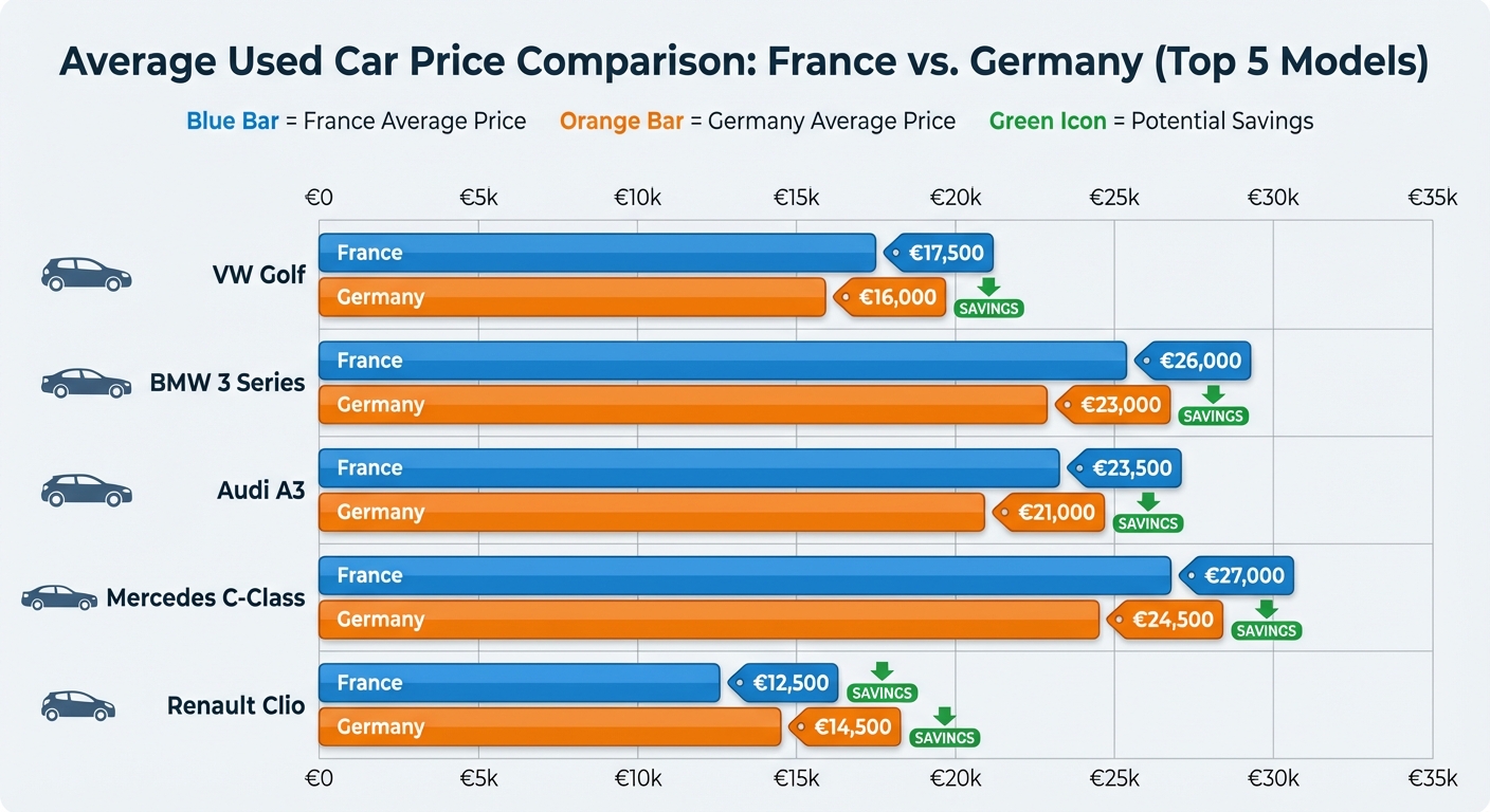 Comparatif des prix des voitures d'occasion entre la France et l'Allemagne