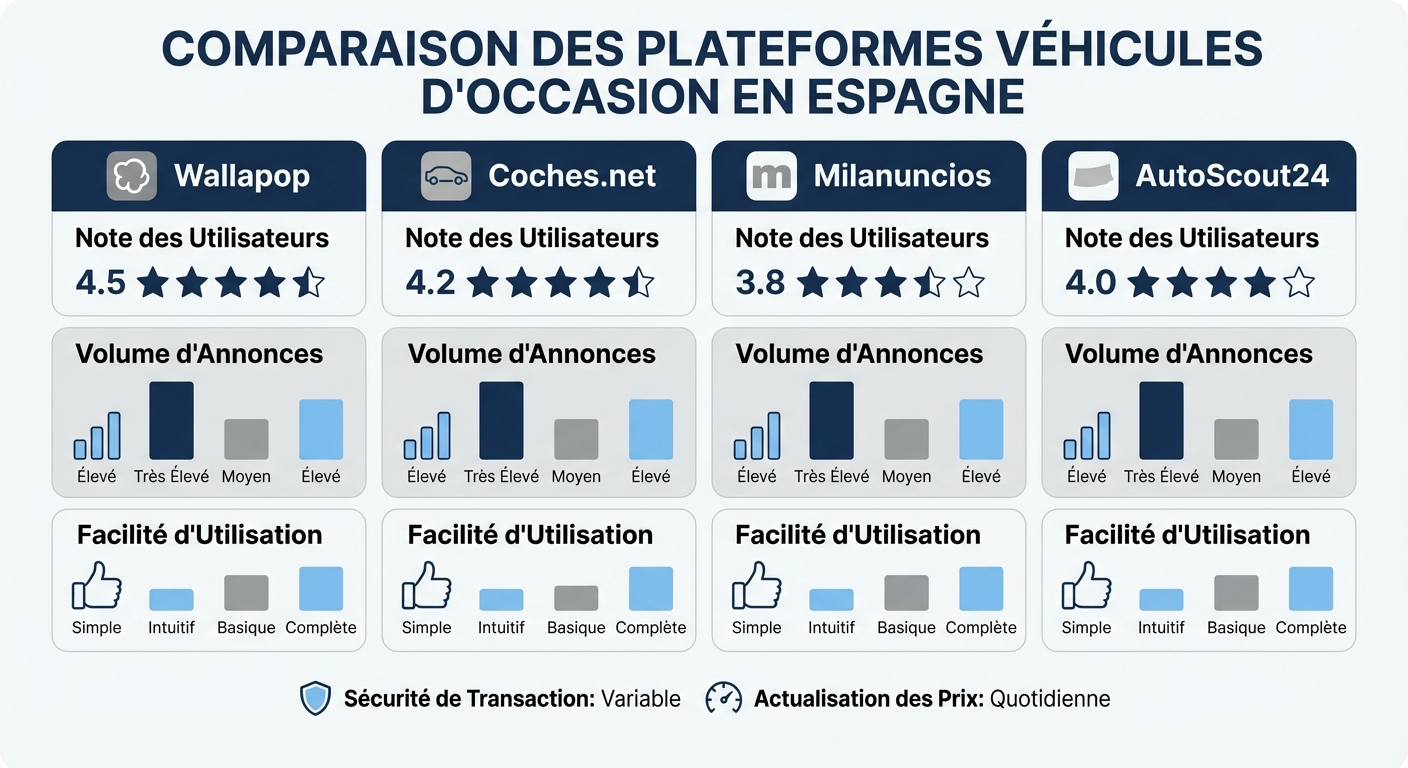 Comparatif des principales plateformes d'annonces automobiles en Espagne