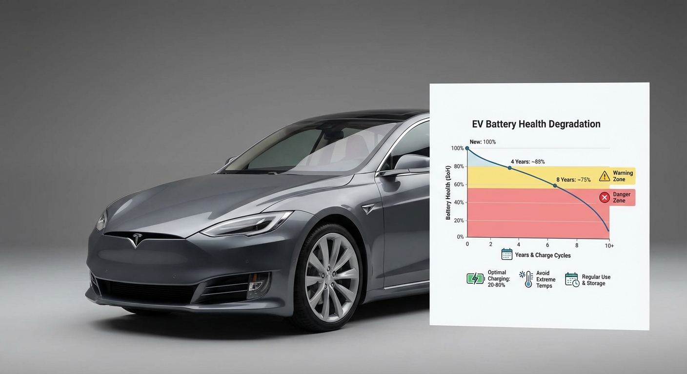 Courbe de dégradation de la batterie d'un véhicule électrique selon l'âge et les cycles de charge