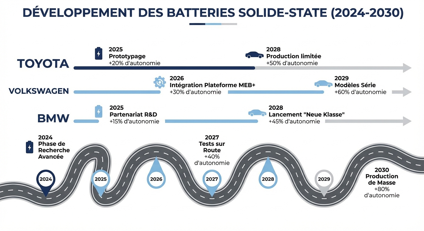 Calendrier de développement des batteries solides et impact prévu sur l'autonomie des voitures électriques
