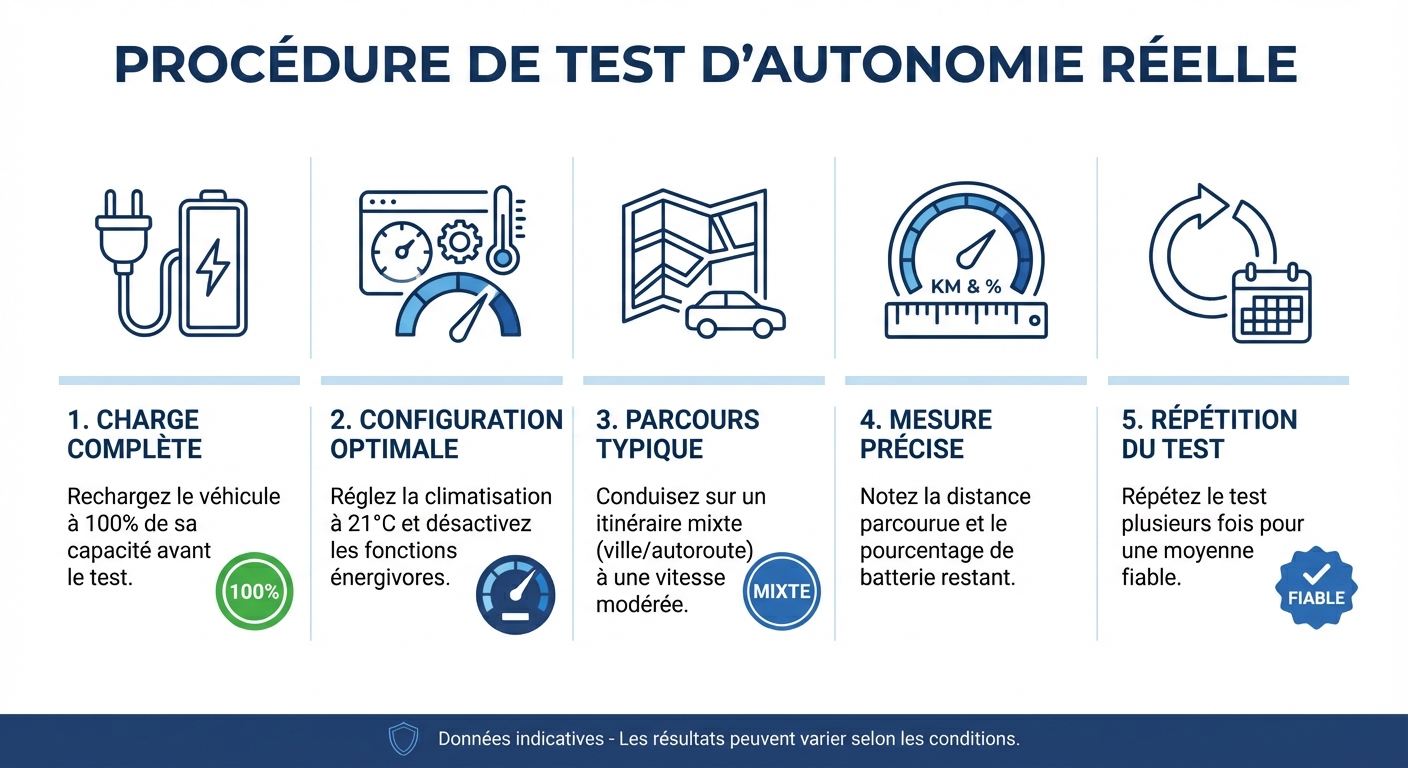 Protocole en 5 étapes pour tester l'autonomie réelle d'une voiture électrique