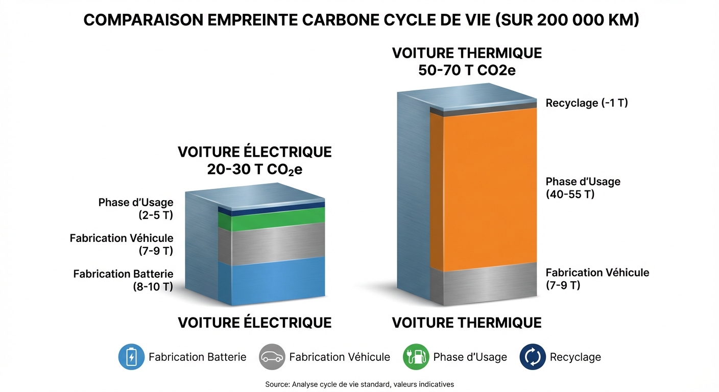 Comparaison du bilan carbone sur le cycle de vie entre un véhicule électrique et un véhicule thermique
