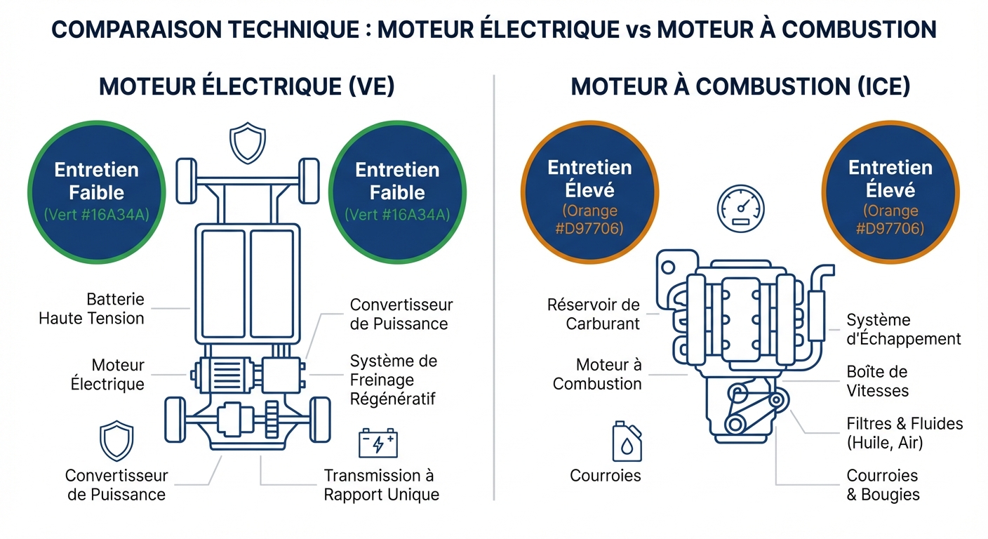 Comparaison des organes d'entretien moteur électrique vs moteur thermique
