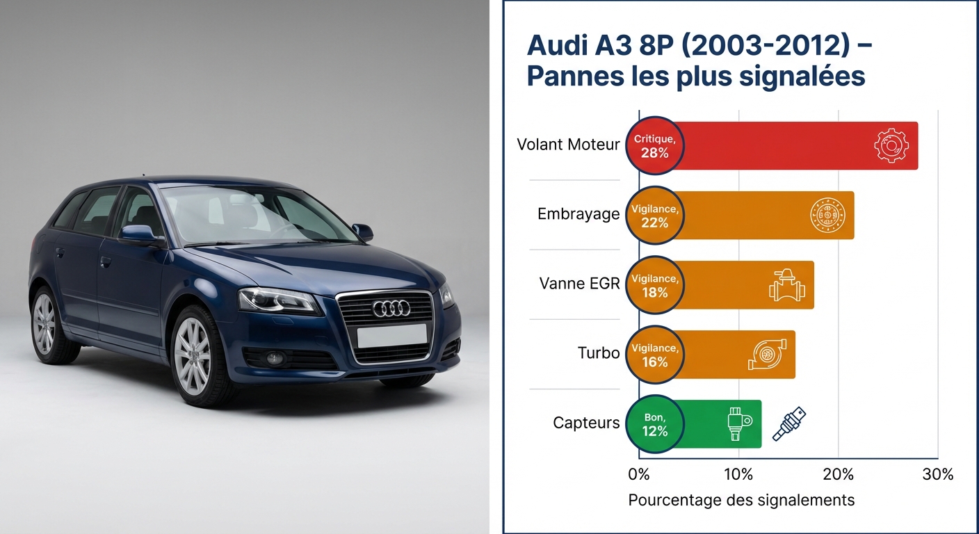 Les 5 pannes les plus signalées sur l'Audi A3 8P (2003-2012)