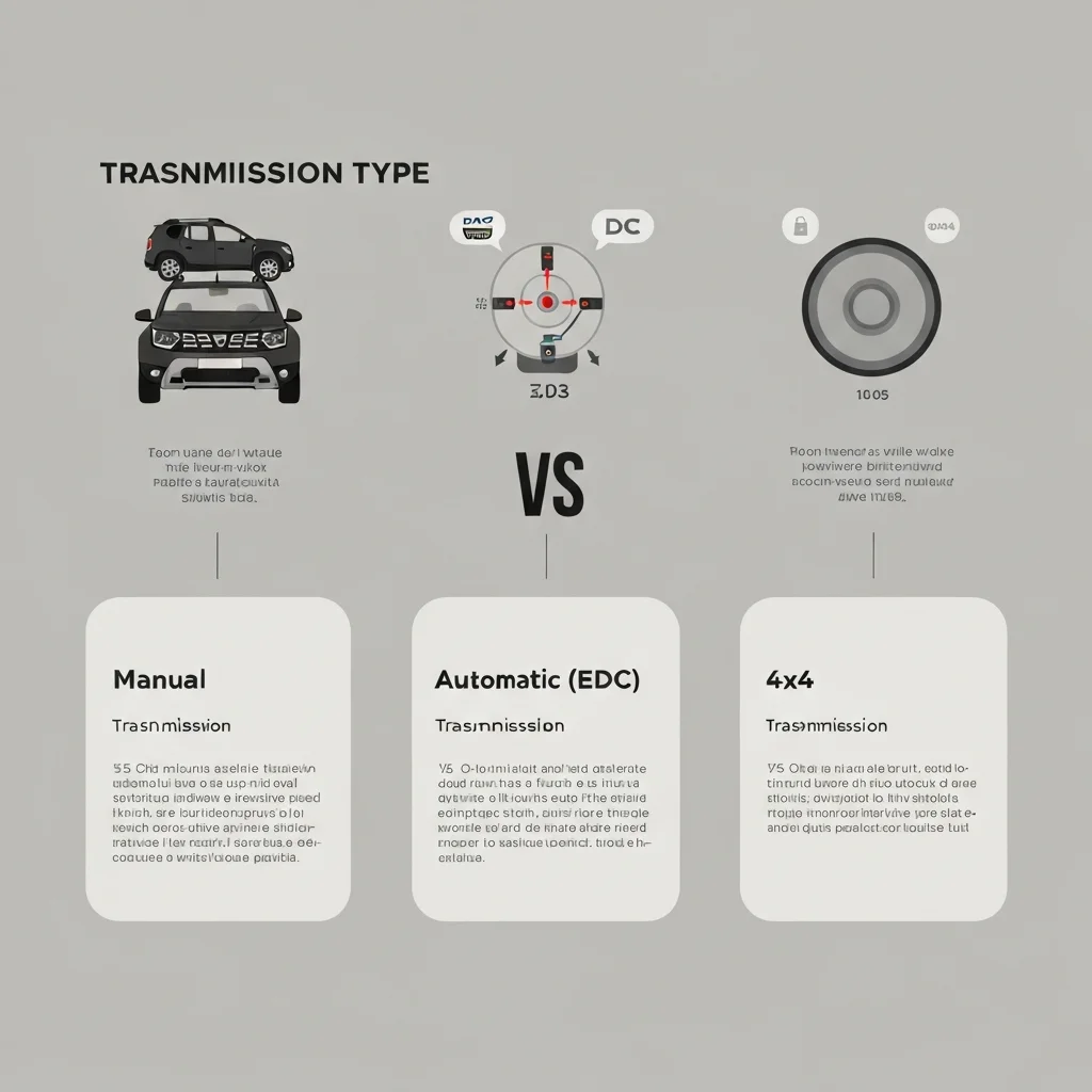 Comparatif des trois types de transmission du Dacia Duster : manuelle, EDC et 4x4