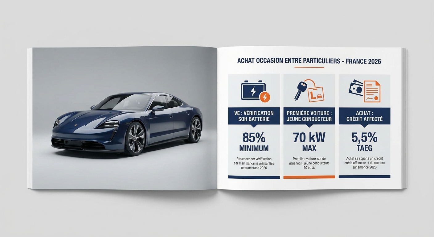 Infographie des trois cas particuliers d'achat voiture occasion entre particuliers