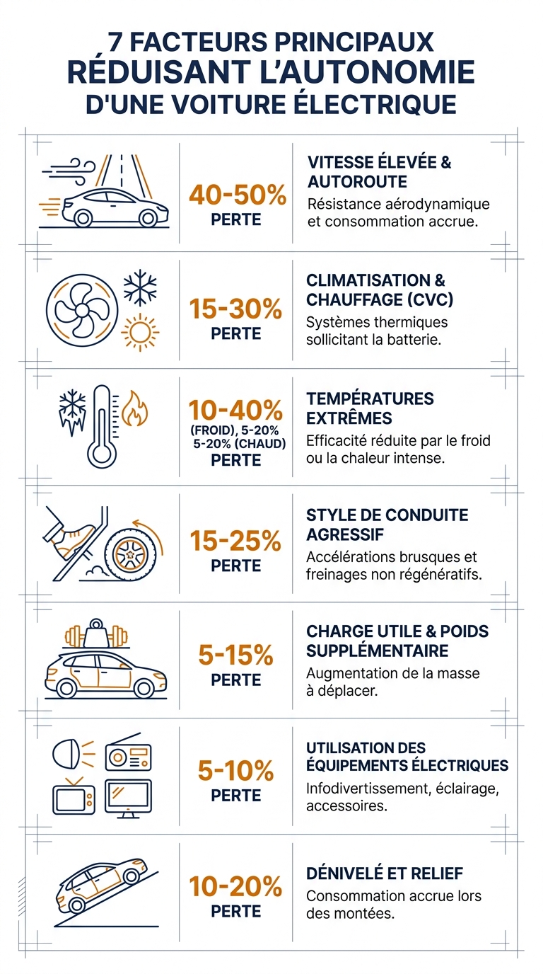 Les sept facteurs principaux qui réduisent l'autonomie réelle d'une voiture électrique