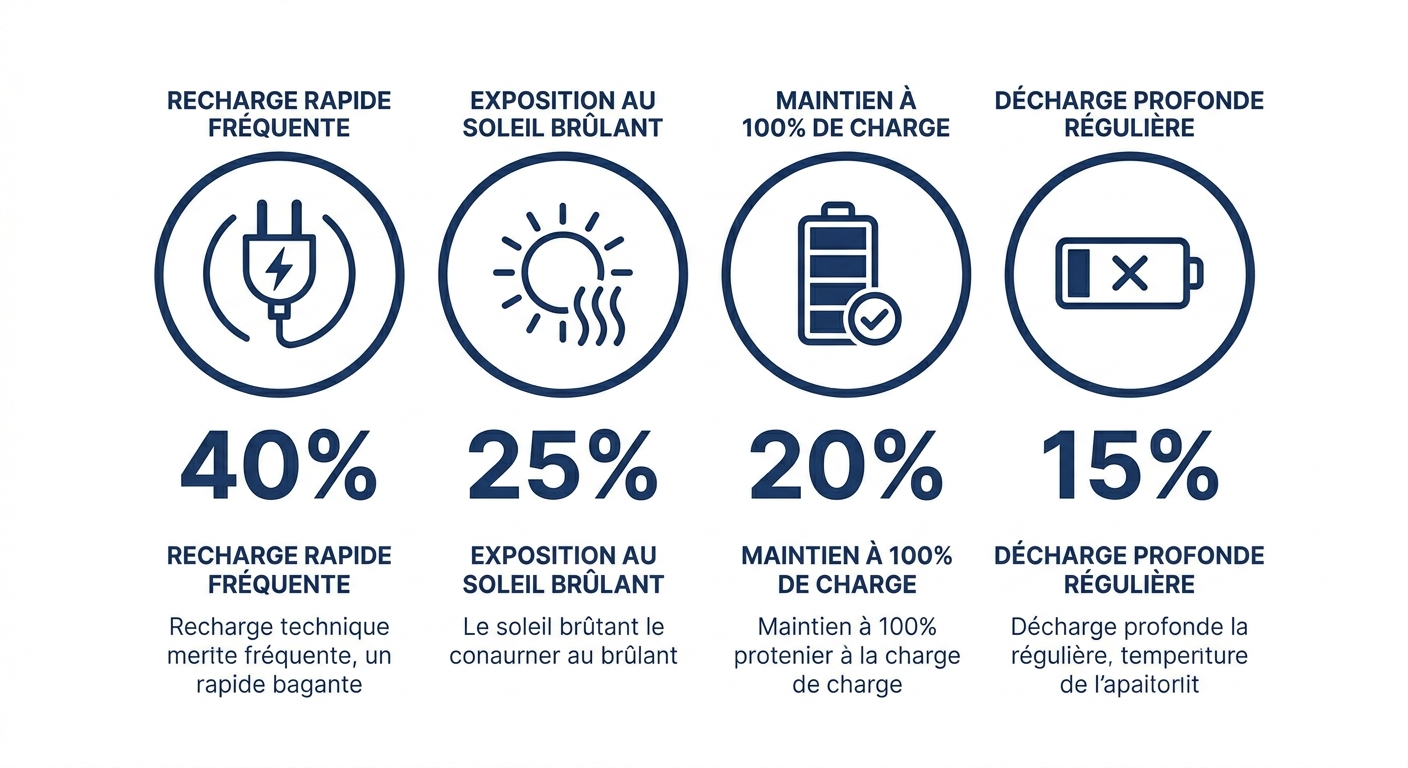 Quatre facteurs qui accelerent la dégradation d'une batterie de voiture électrique