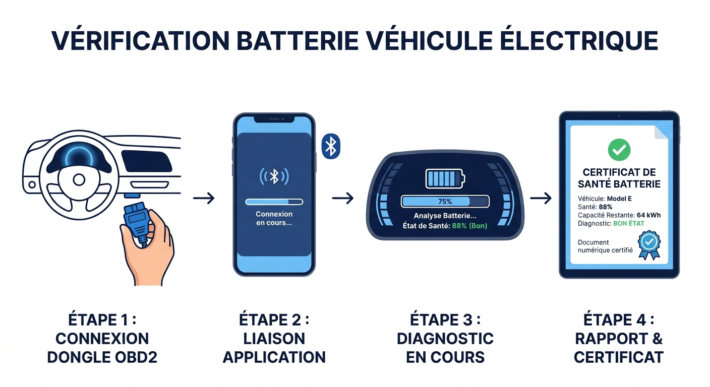 Étapes pour vérifier le SoH d'une batterie de voiture électrique d'occasion