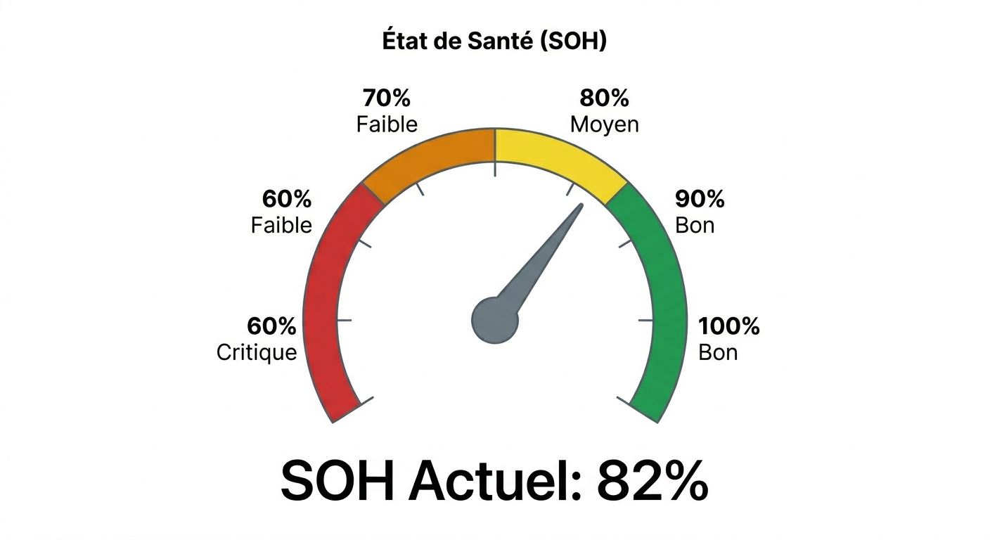 Echelle de lecture du SoH d'une batterie de voiture electrique