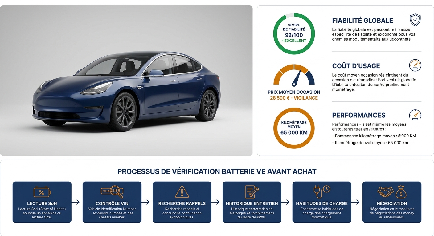 Processus en 6 etapes pour verifier la batterie d'une voiture electrique d'occasion
