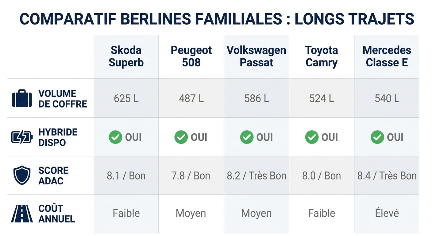Infographie des meilleures berlines familiales fiables 2026