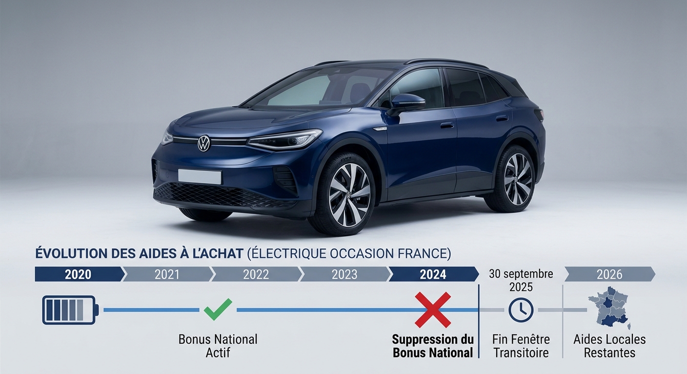 Chronologie 2020-2026 de l'évolution des aides à l'achat d'une voiture électrique d'occasion en France