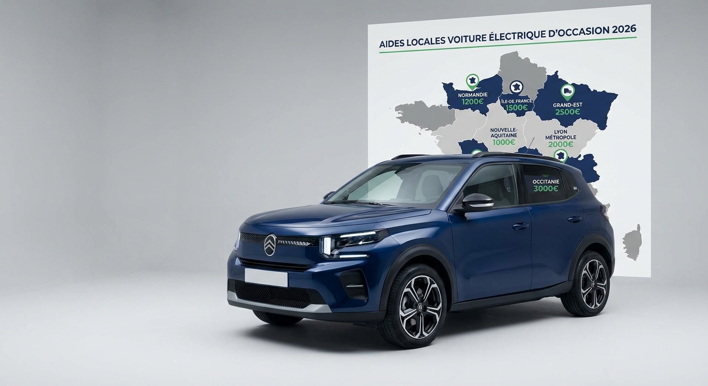Carte des aides locales pour l'achat d'une voiture électrique d'occasion en France en 2026