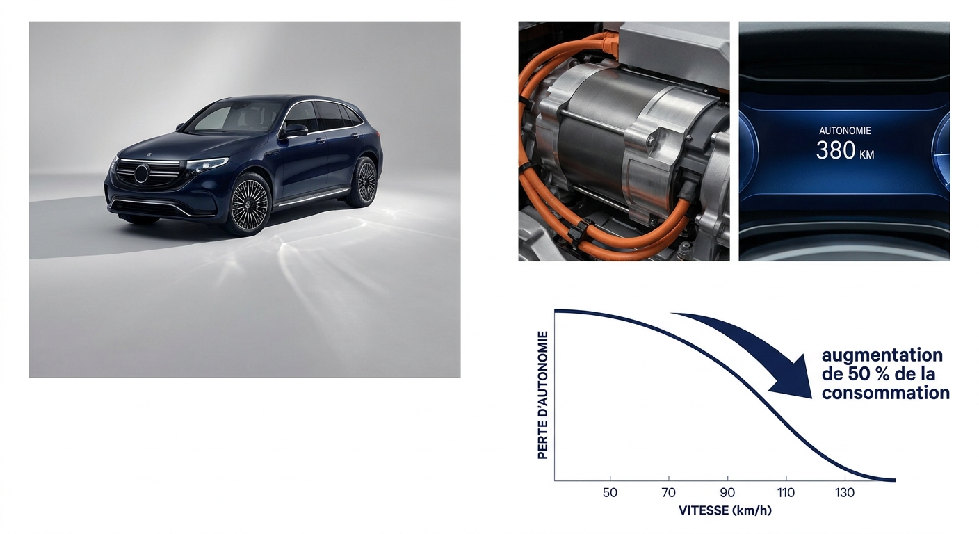 Graphique de l'effet de la vitesse sur l'autonomie d'un véhicule électrique