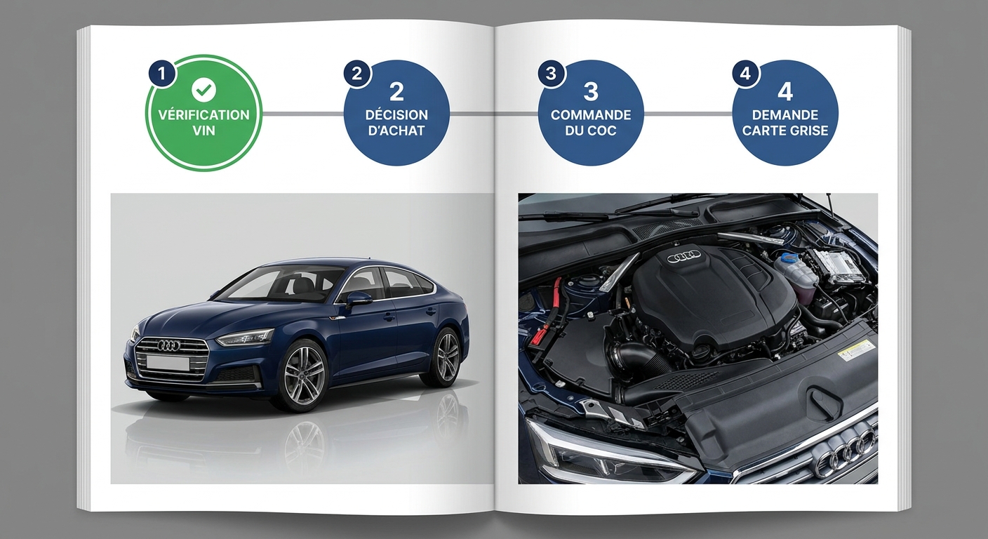 Parcours d'achat d'une voiture d'occasion importée avec vérification VIN en amont