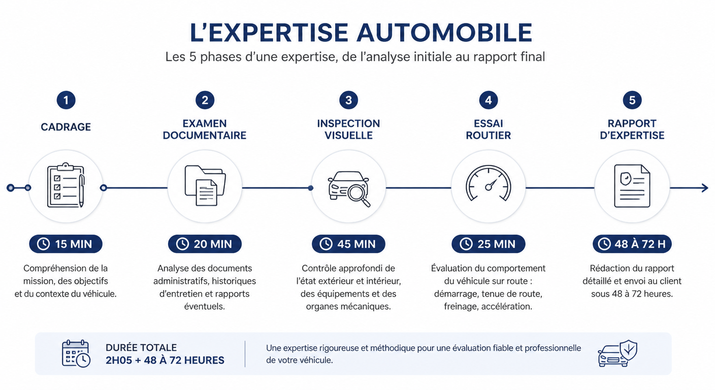 Chronologie des phases d'une expertise automobile et leur durée