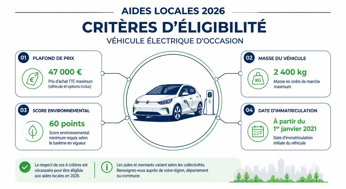 Critères d'éligibilité d'un véhicule électrique d'occasion aux aides 2026