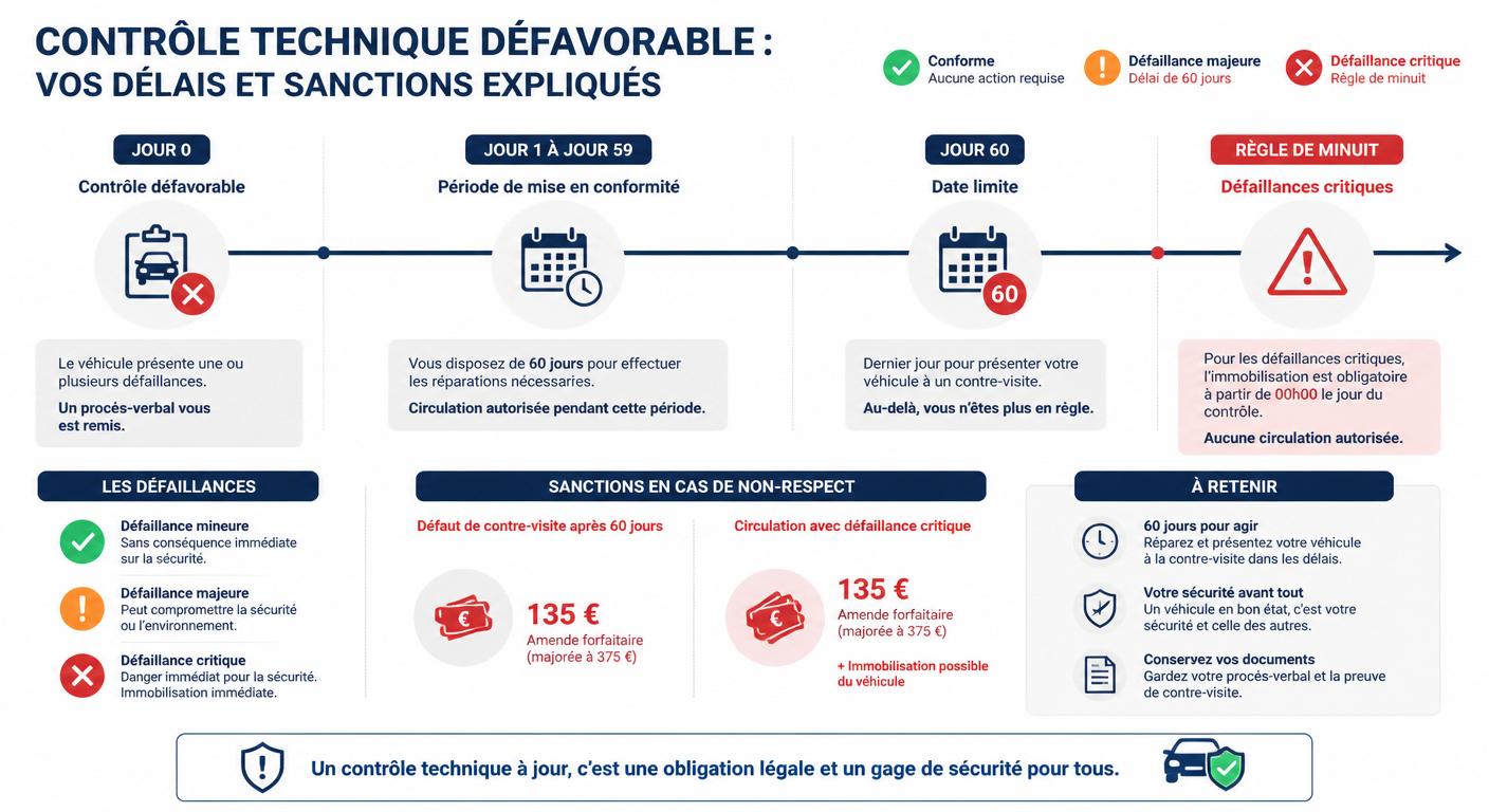 Chronologie du délai de 2 mois pour réaliser une contre-visite contrôle technique