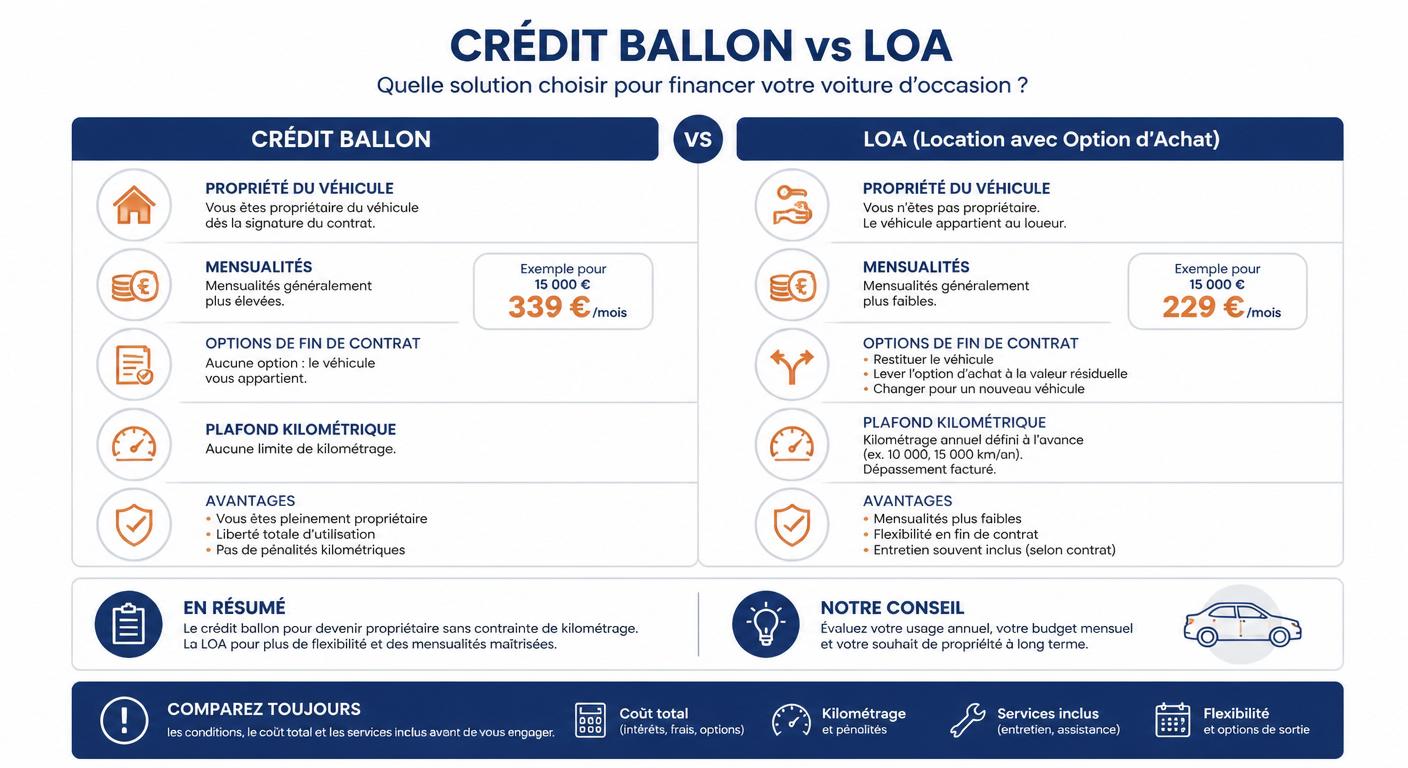 Comparatif crédit ballon contre LOA pour une voiture d'occasion