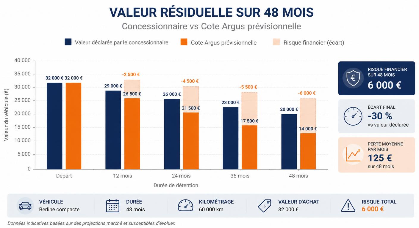 Écart entre valeur résiduelle annoncée et cote Argus réelle