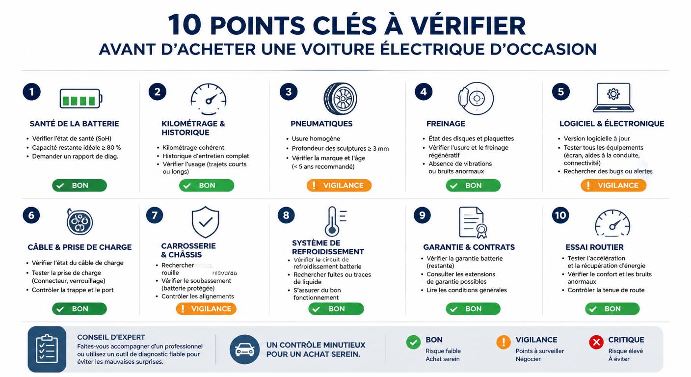 Checklist des 10 points à vérifier avant d'acheter un véhicule électrique d'occasion