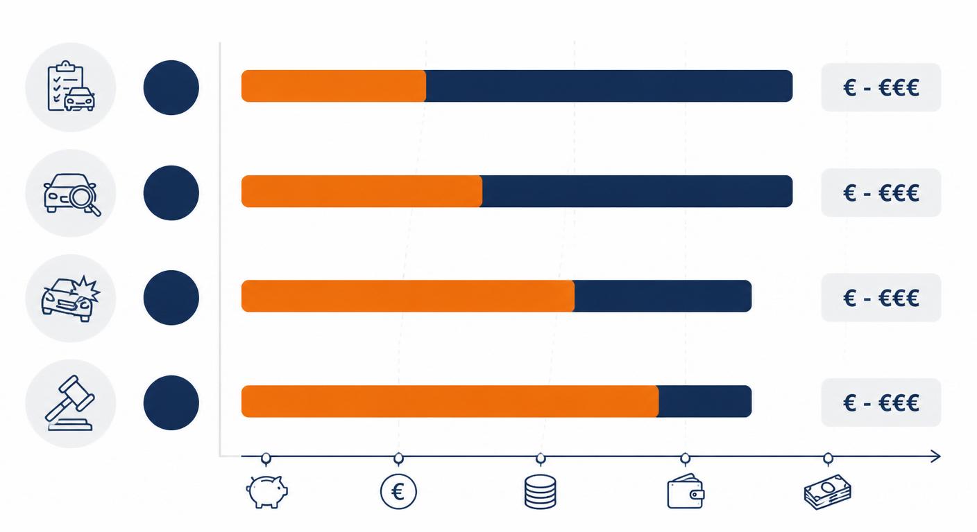 Infographie des fourchettes de prix par type d'expertise automobile en 2026