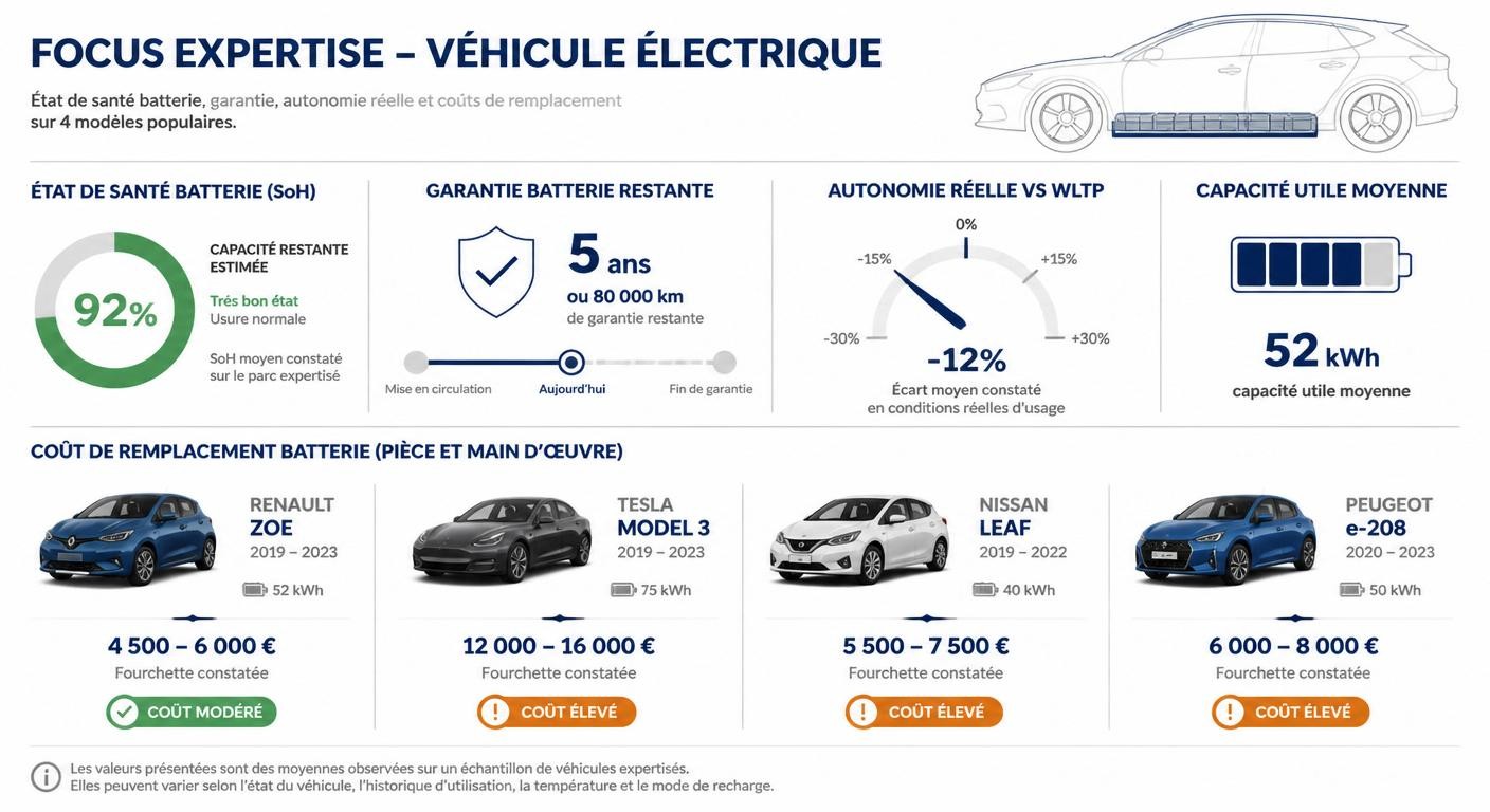 Données techniques d'expertise en ligne pour véhicules électriques d'occasion