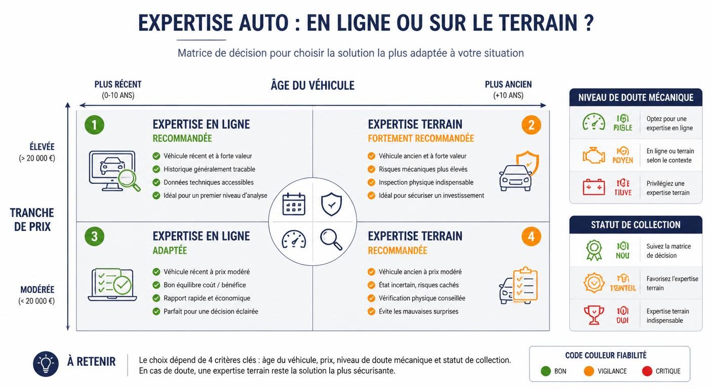 Matrice de décision entre expertise en ligne et expertise terrain physique