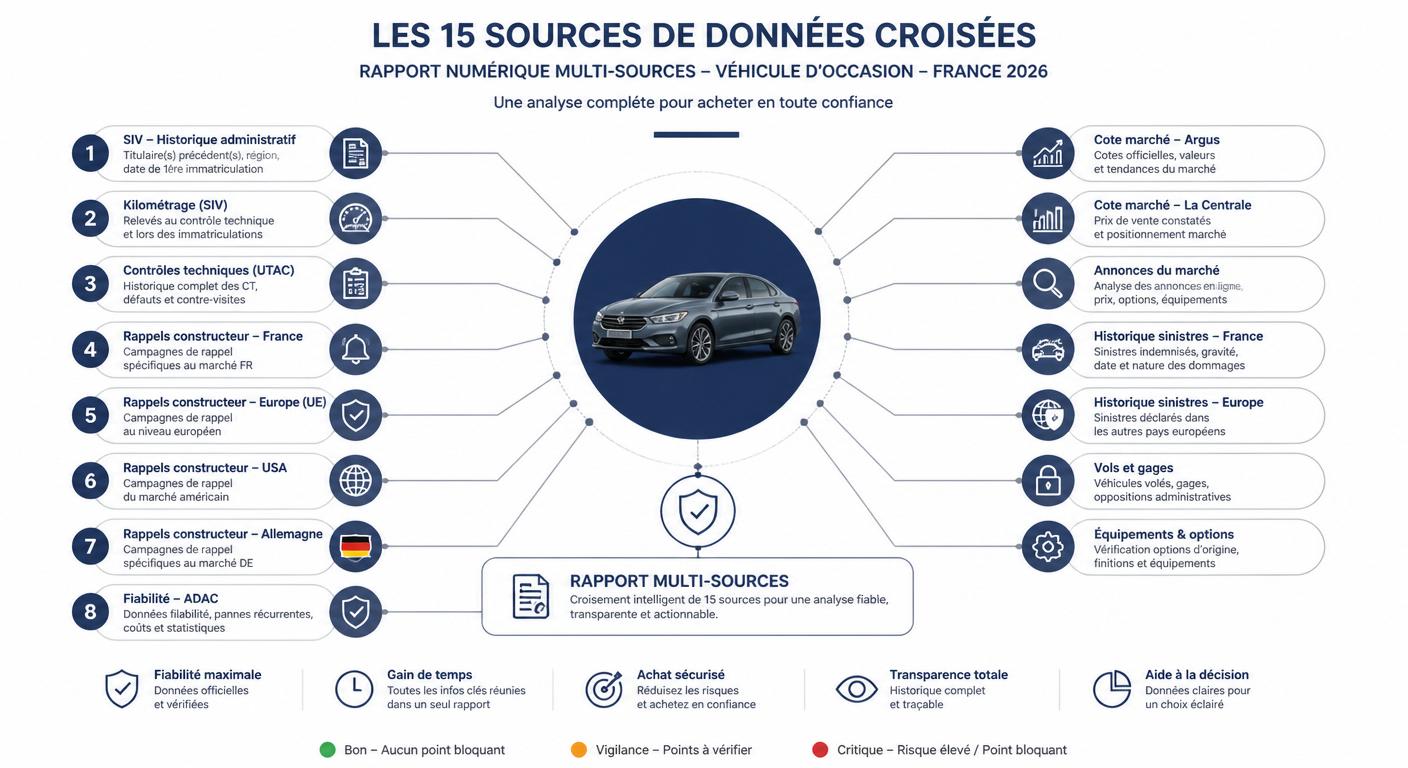 Infographie des sources de données d'un rapport numérique multi-sources