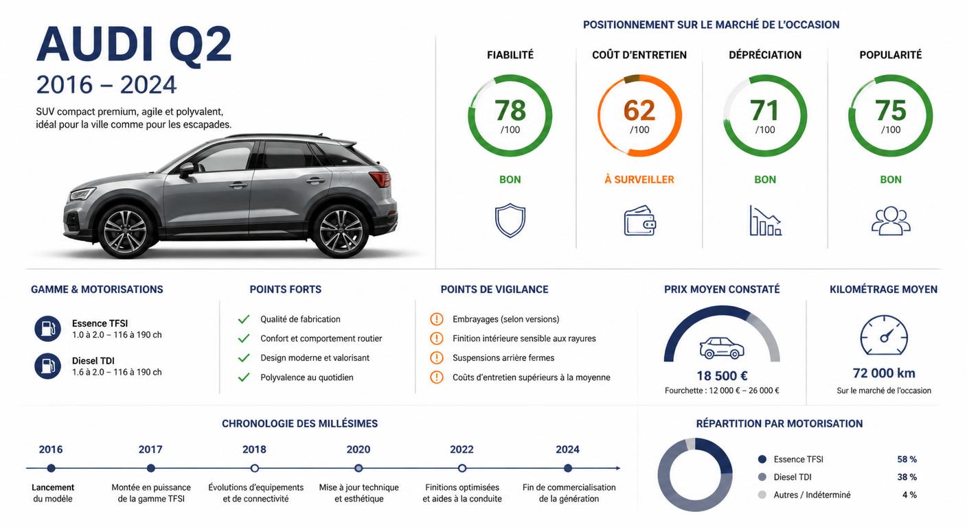 Chronologie de l'Audi Q2 et positionnement sur le marché de l'occasion français