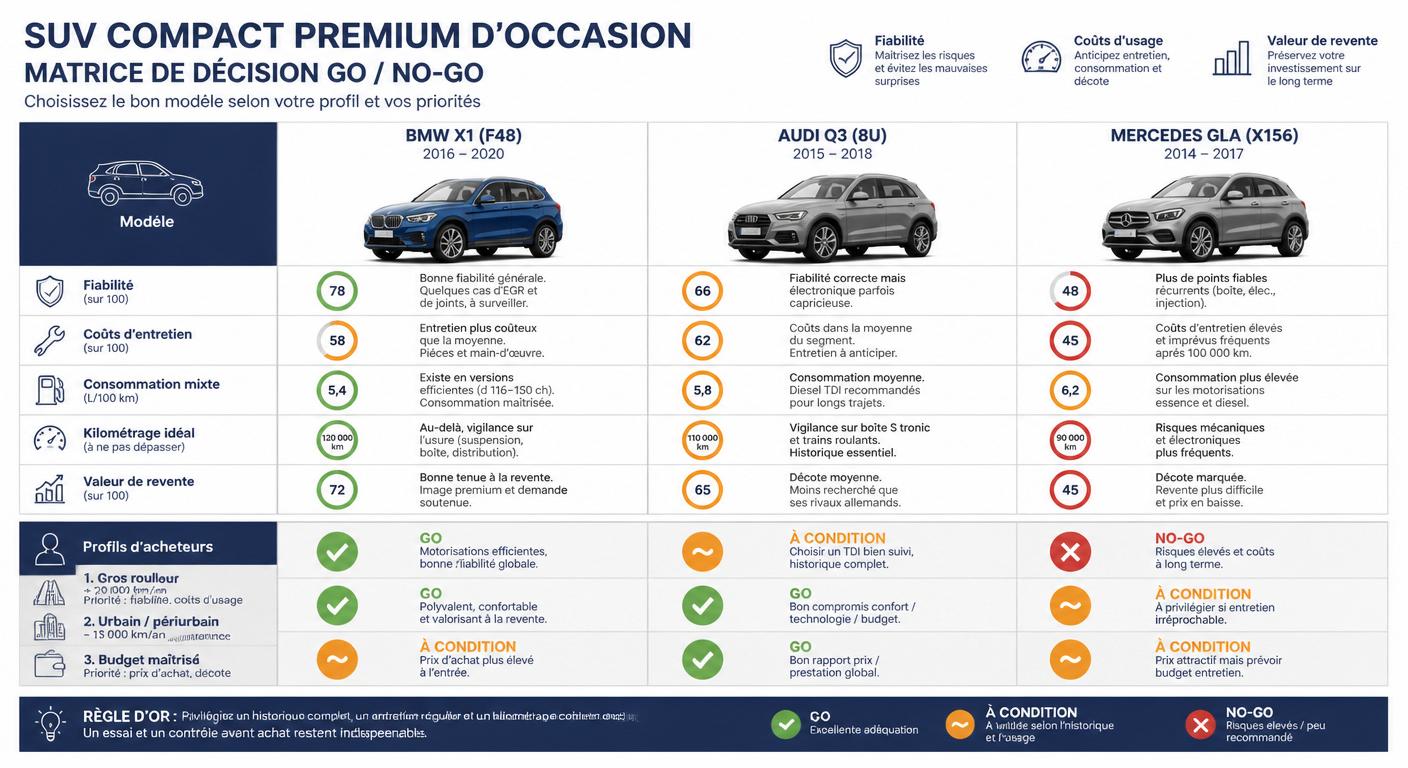 Matrice de décision GO/NO-GO pour l'achat d'une Audi Q2 d'occasion en 2026