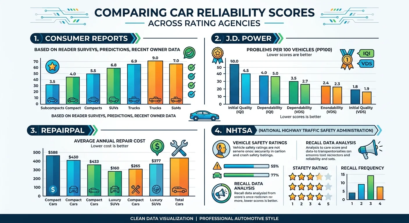 Comparaison des scores de fiabilité BMW selon différentes sources