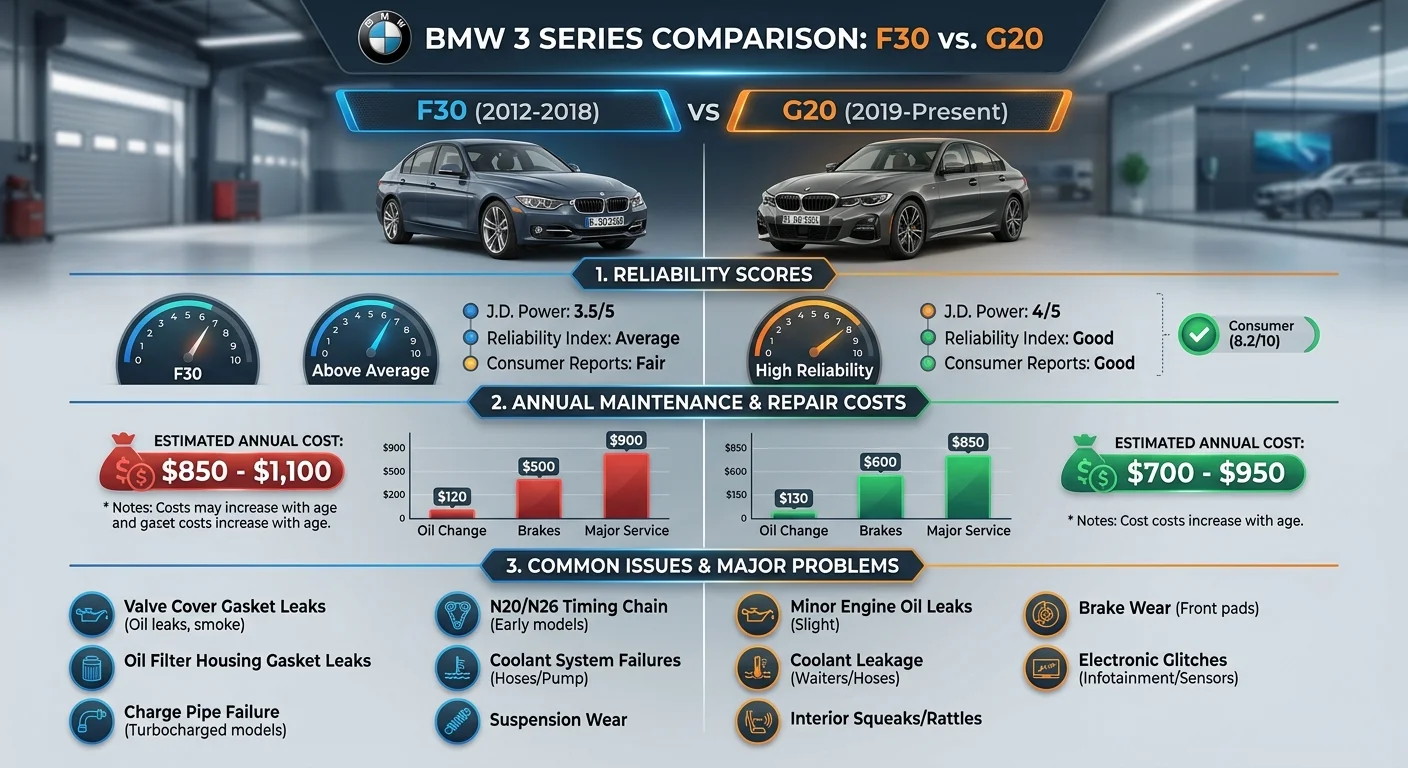 Comparaison fiabilité BMW Série 3 F30 et G20