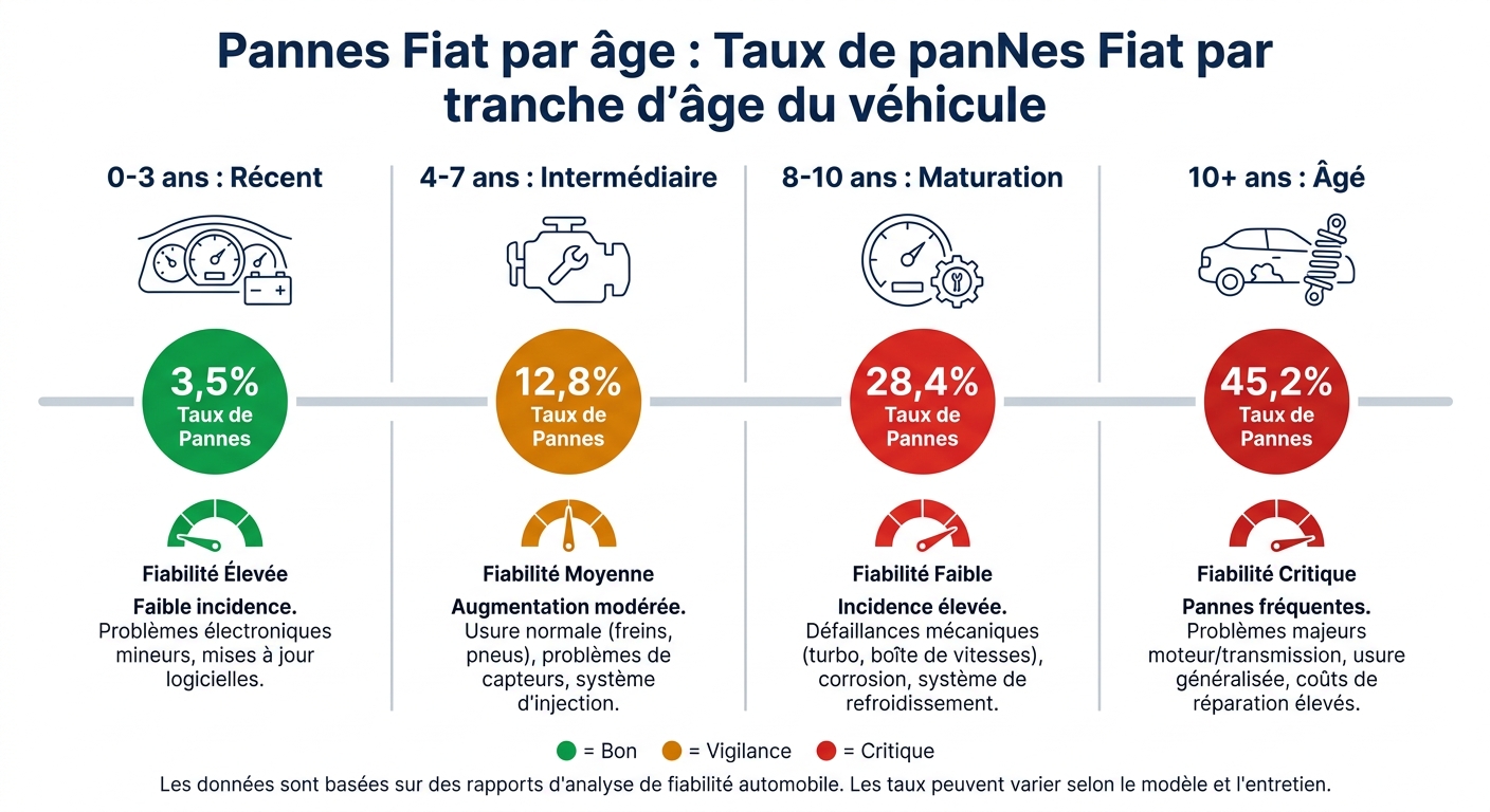 Taux de pannes Fiat par tranche d'age du vehicule