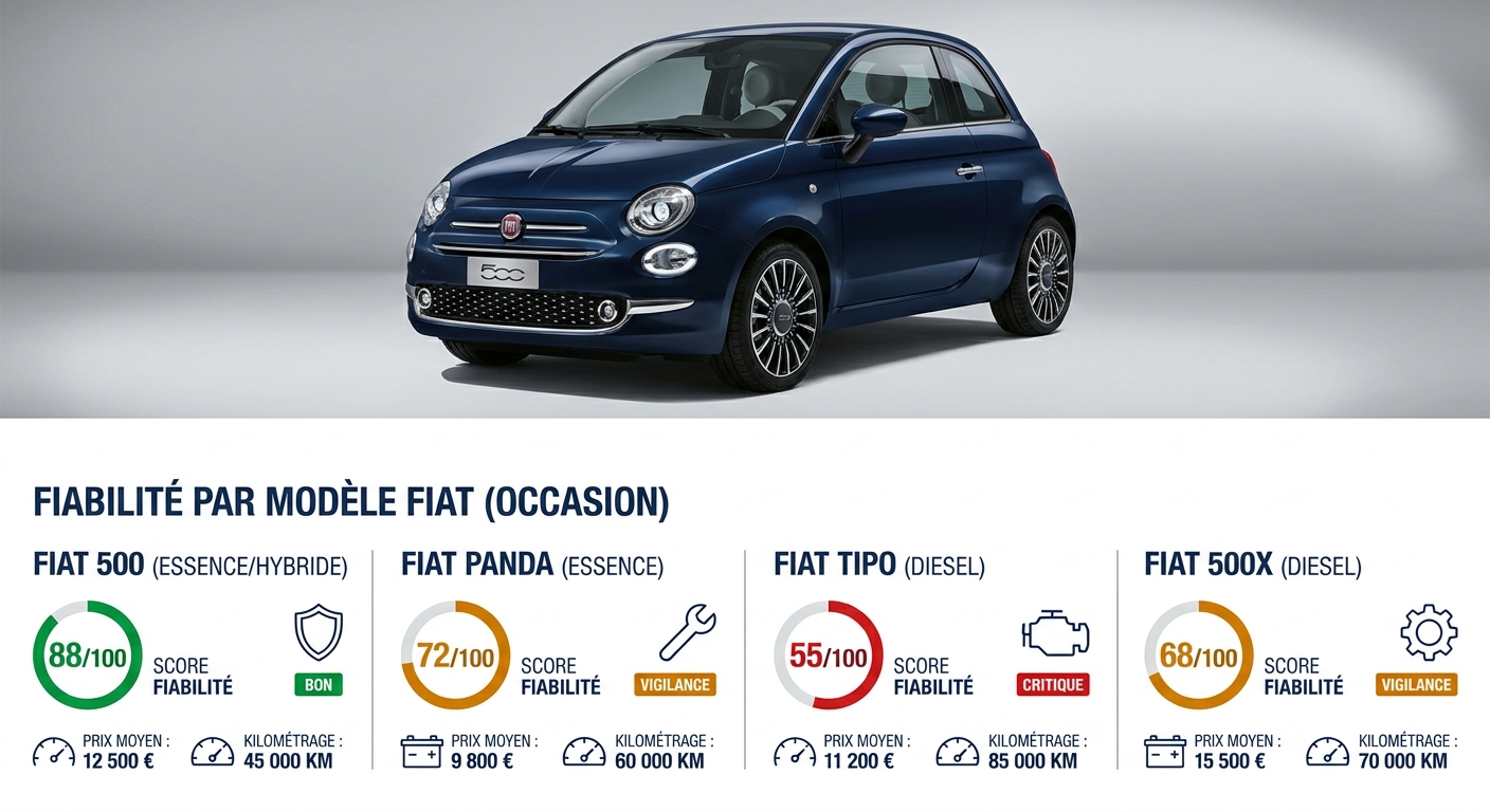 Scores de fiabilite par modele Fiat en occasion