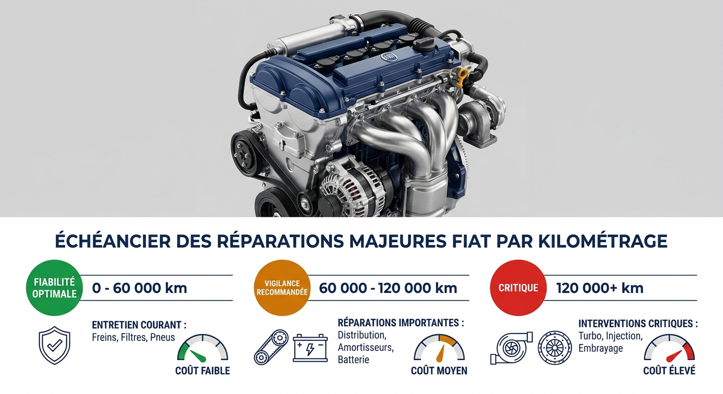 Echeancier des reparations majeures Fiat par kilometrage