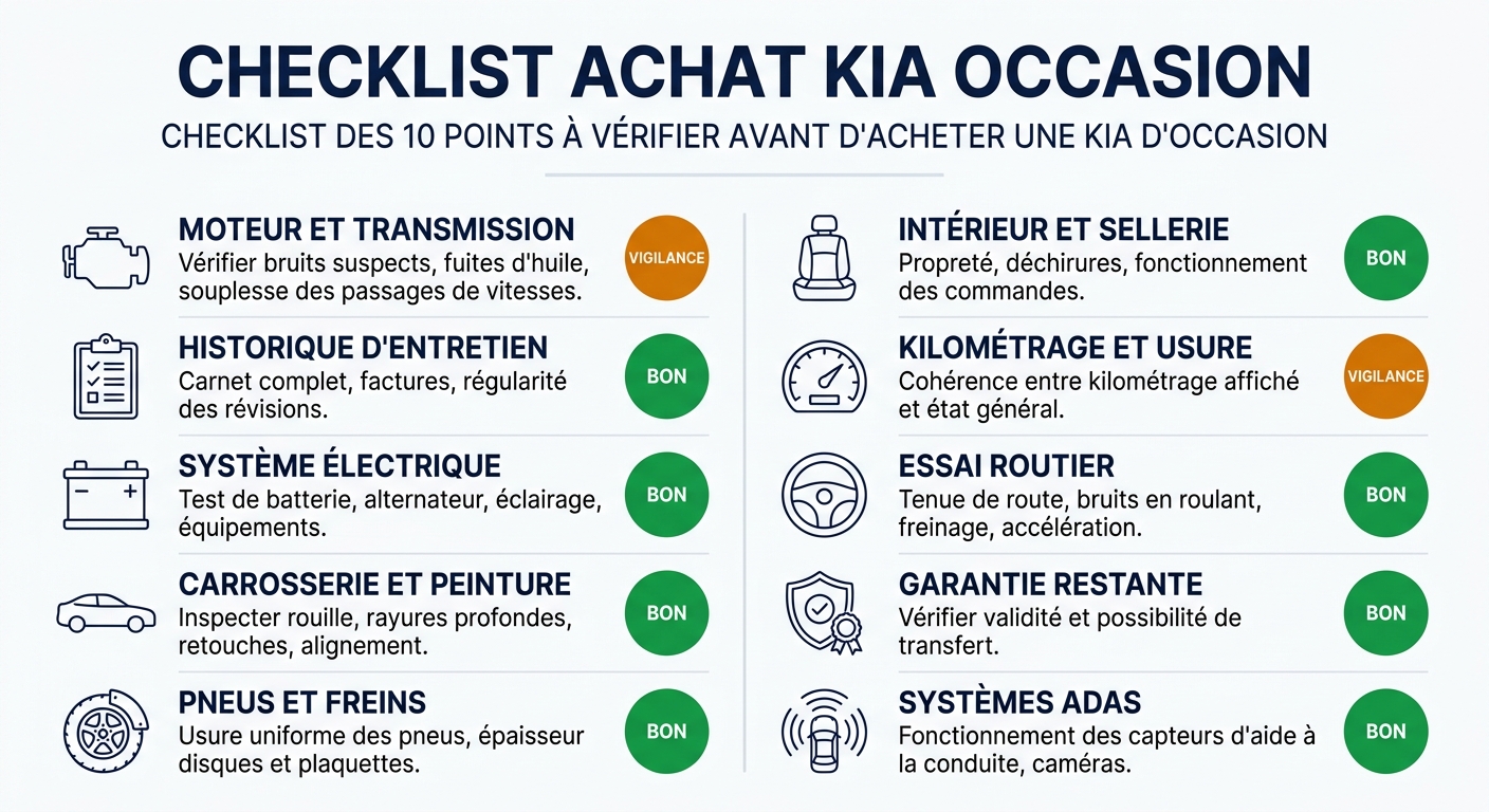Checklist des 10 points à vérifier avant d'acheter une Kia d'occasion