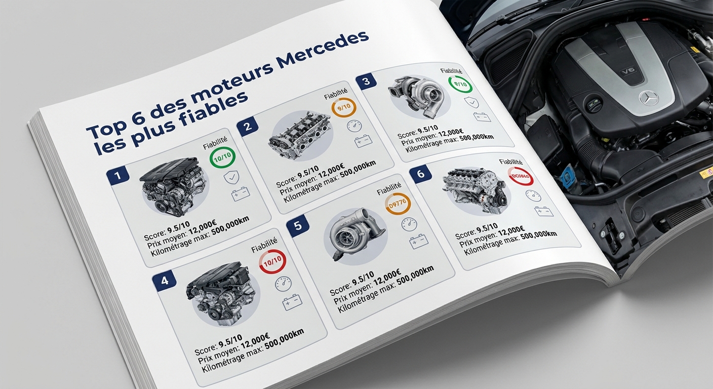 Classement des 6 moteurs Mercedes les plus fiables avec score de fiabilité