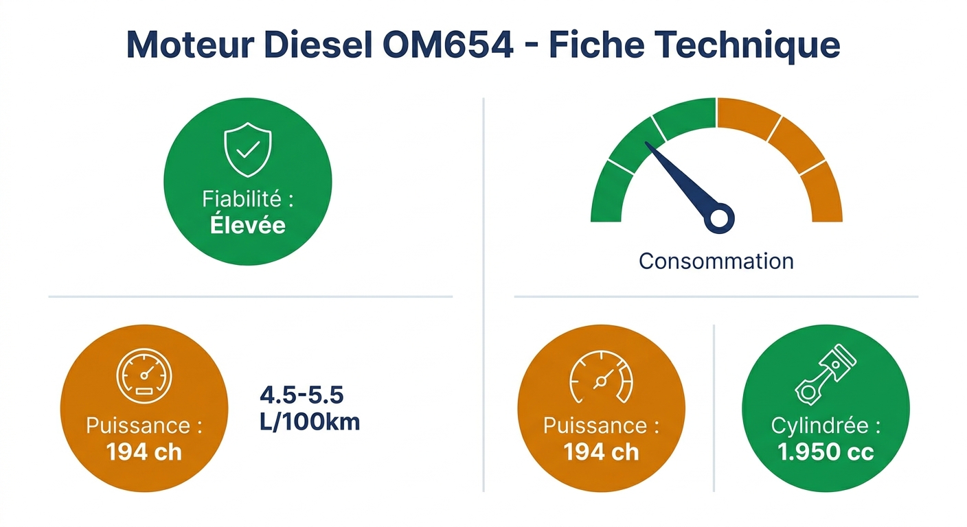 Schéma technique du moteur diesel Mercedes OM654