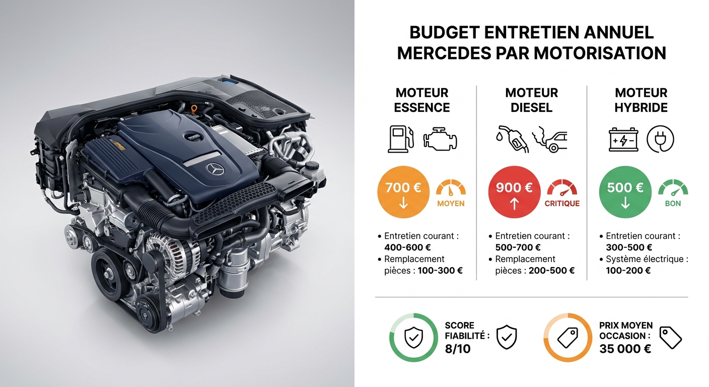 Budget entretien annuel Mercedes par motorisation en euros