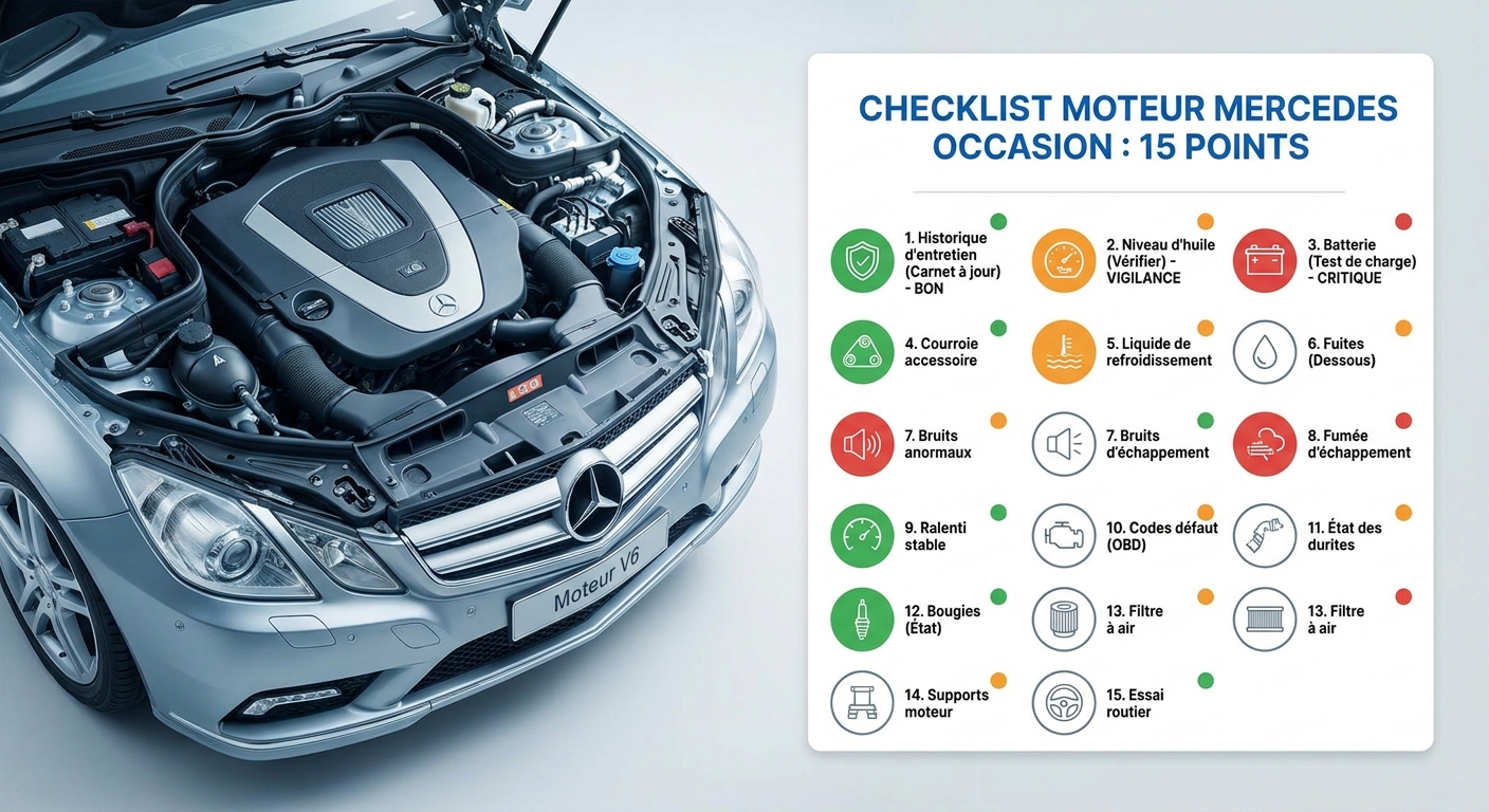 Checklist de 15 points pour vérifier un moteur Mercedes d'occasion