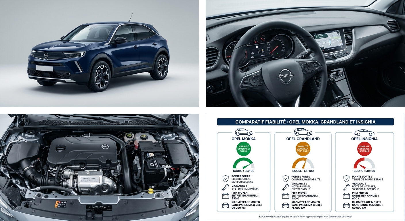 Comparatif fiabilité Mokka, Grandland et Insignia