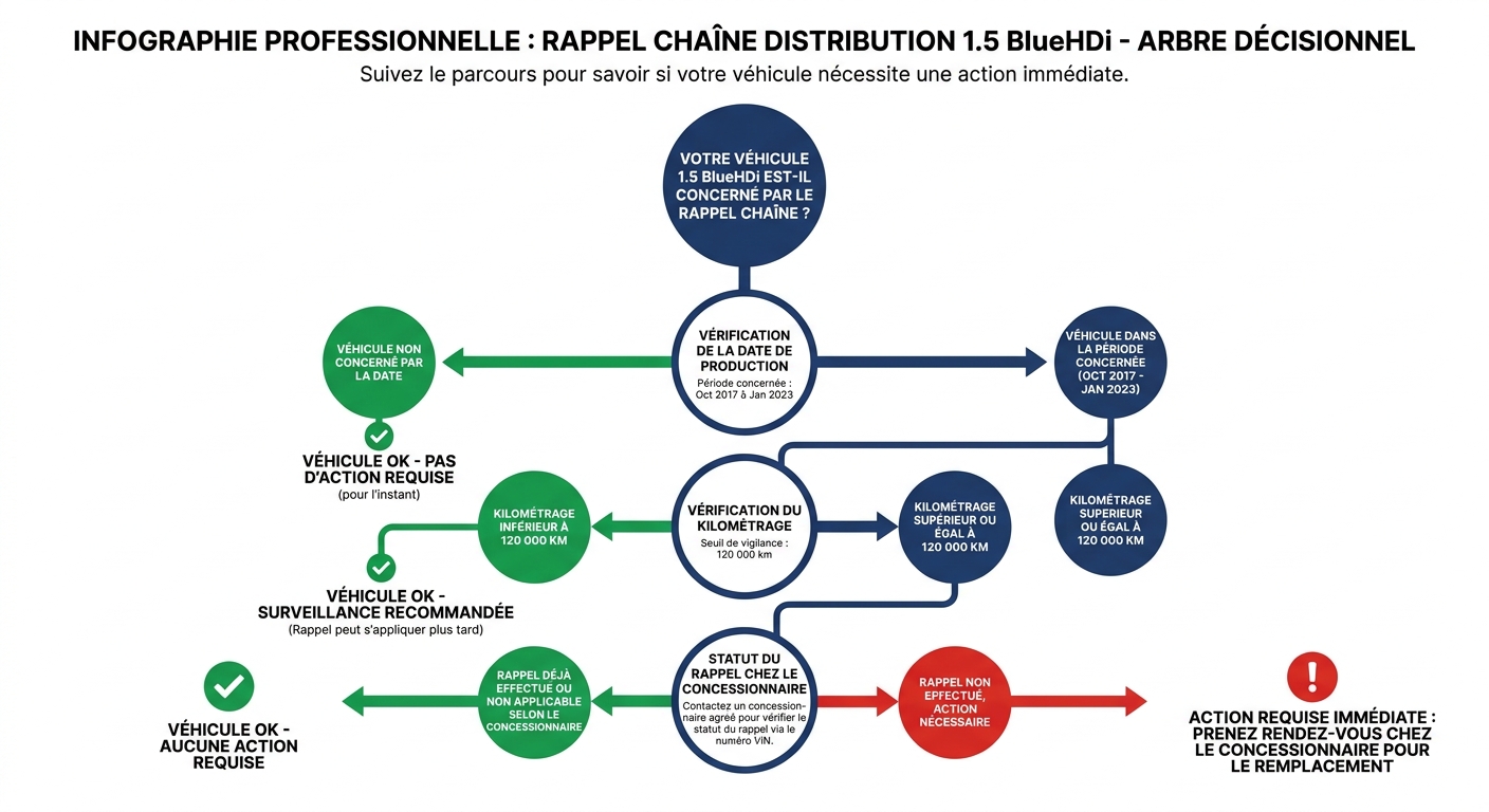 Arbre décisionnel pour savoir si votre 1.5 BlueHDi est concerné par le rappel chaîne