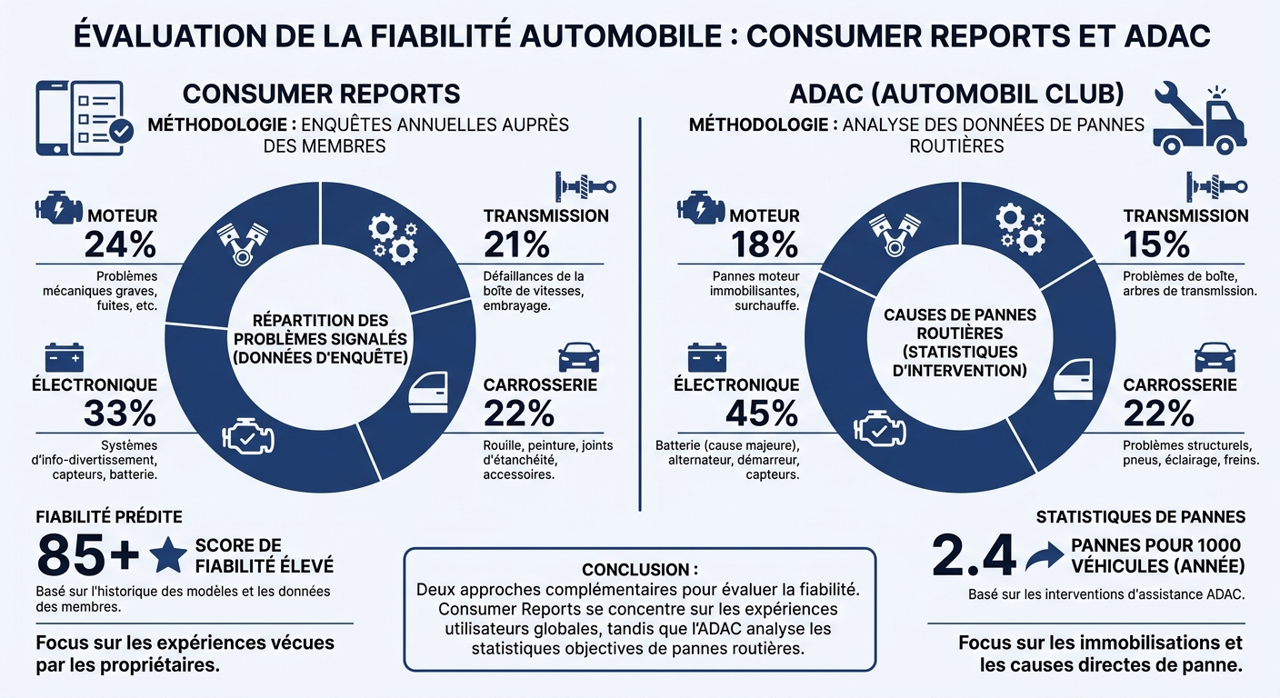 Méthodologie des classements de fiabilité automobile Consumer Reports et ADAC
